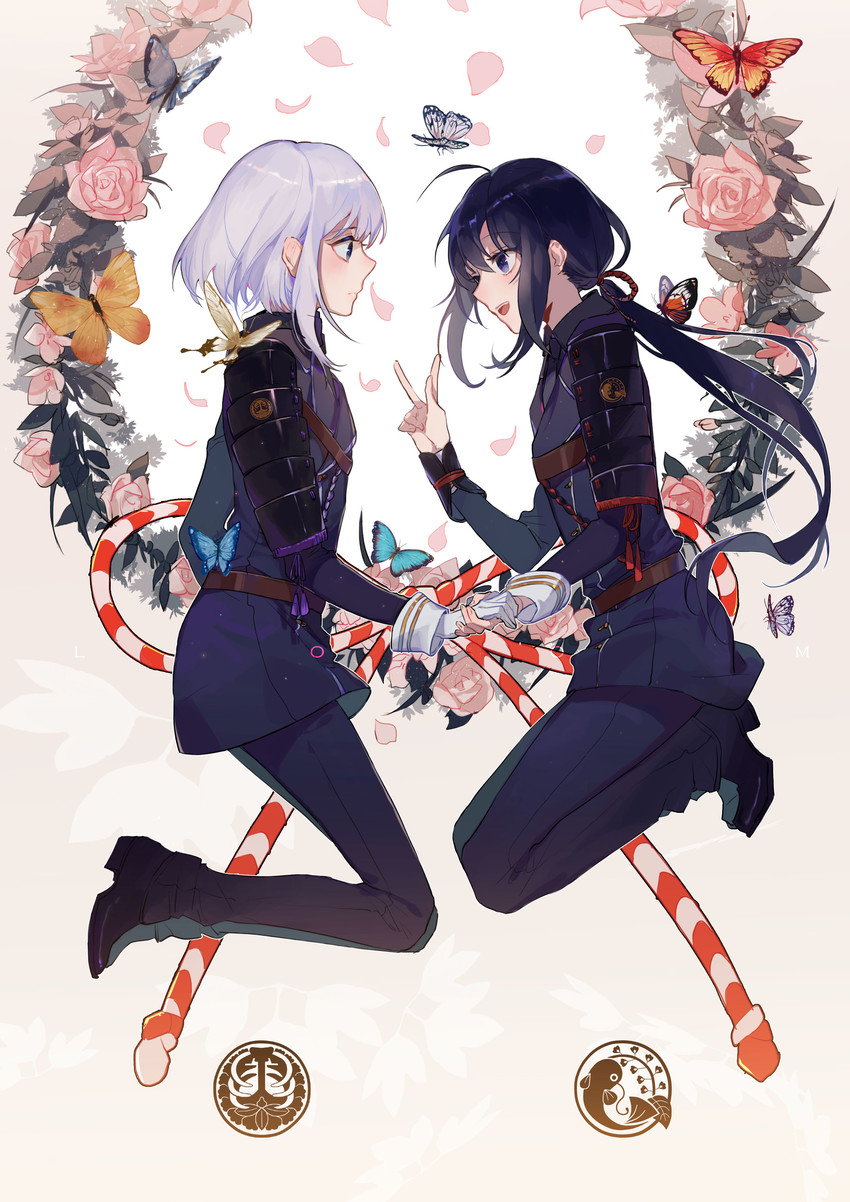 namazuo toushirou and honebami toushirou (touken ranbu) drawn by zhibuji_loom