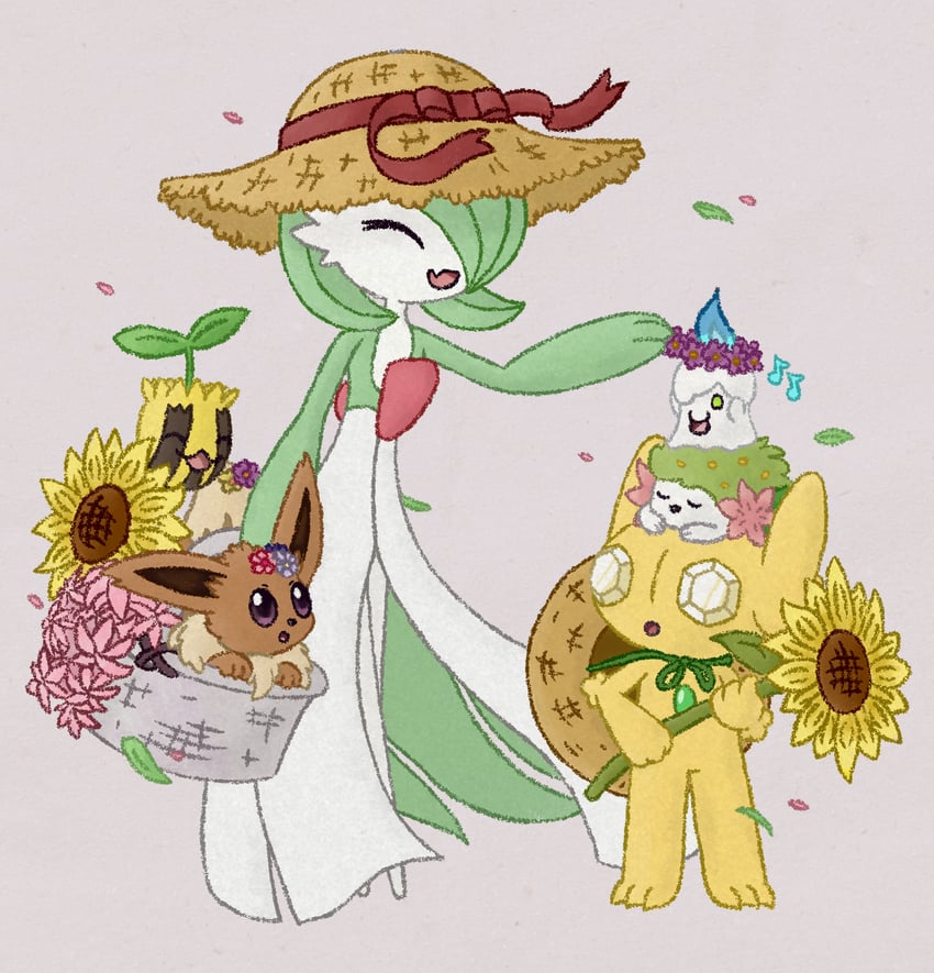 gardevoir, eevee, litwick, shaymin, sableye, and 1 more (pokemon) drawn by zakkurz