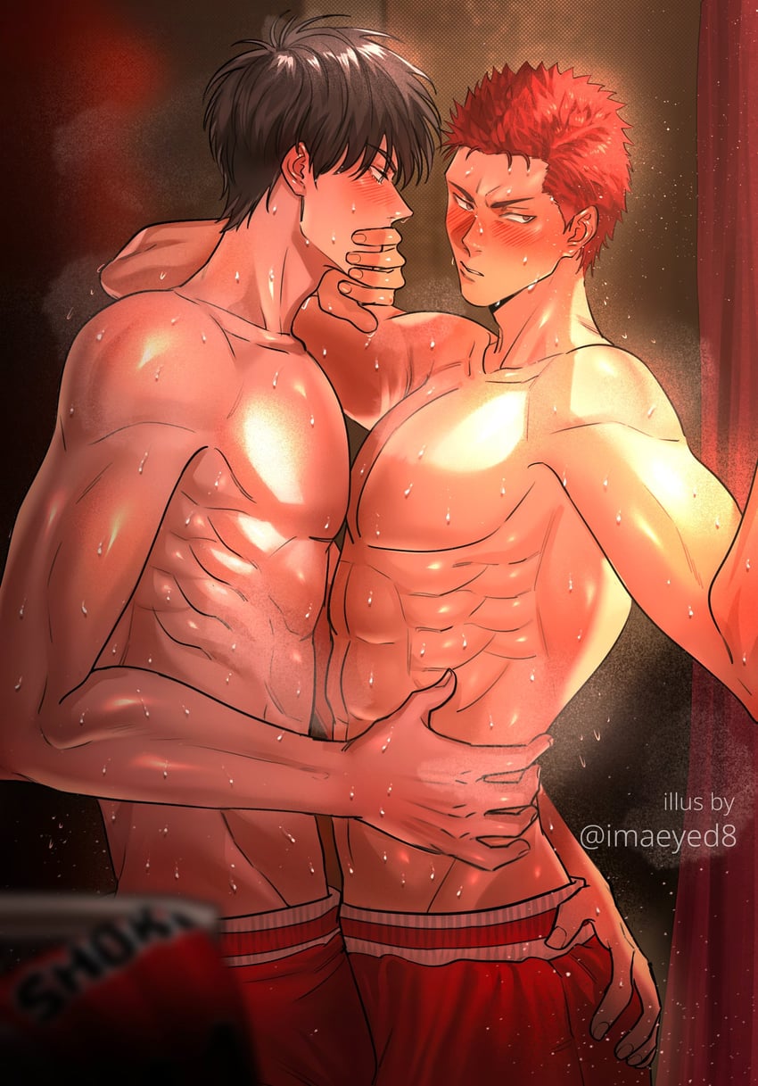 sakuragi hanamichi and rukawa kaede (slam dunk) drawn by imaeyed8