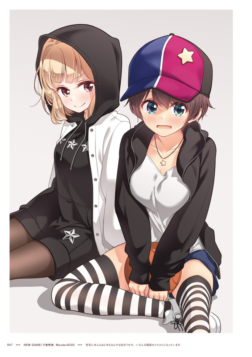 iijima yun and shinoda hajime (new game!) drawn by tokunou_shoutarou