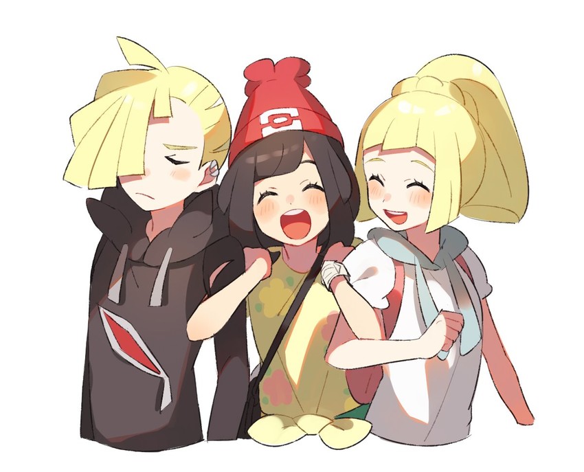 lillie, selene, and gladion (pokemon and 1 more) drawn by unapoppo