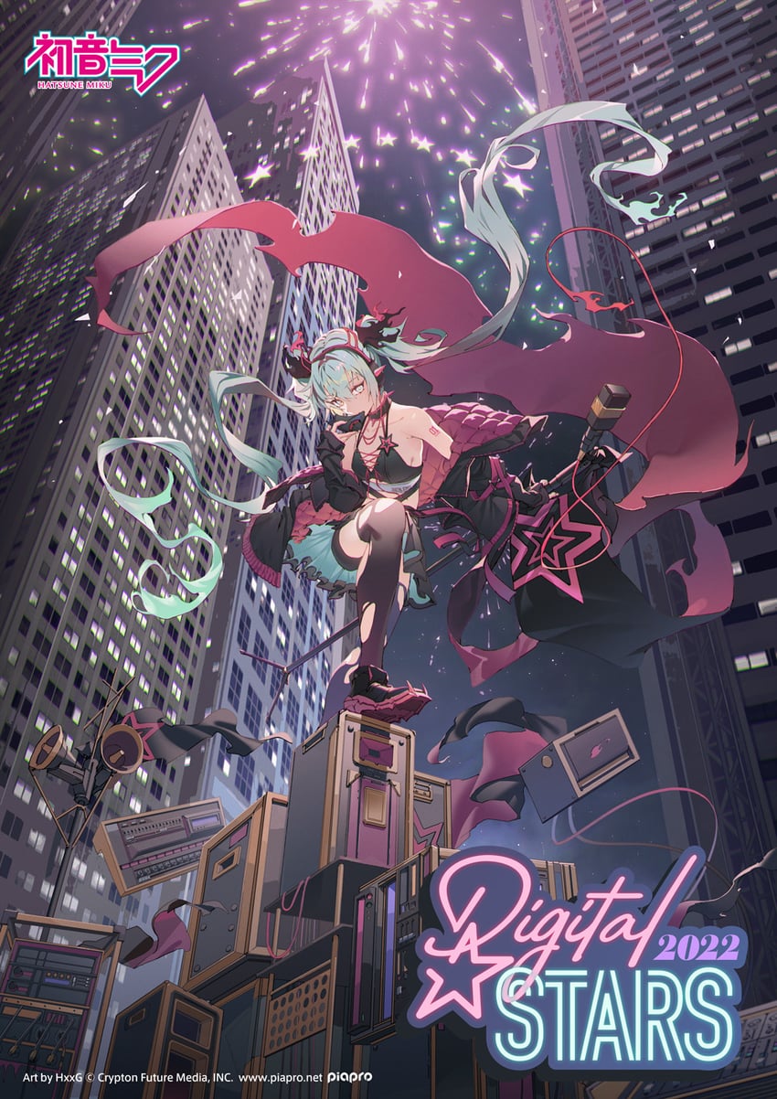 hatsune miku and digital stars miku (vocaloid and 1 more) drawn by hxxg