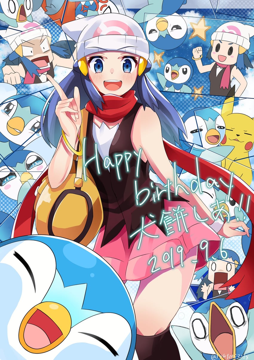 pikachu, dawn, and piplup (pokemon and 1 more) drawn by yutori3218
