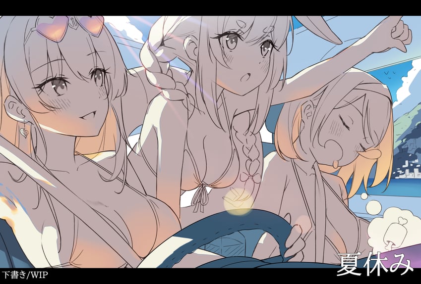 houshou marine, usada pekora, and shirogane noel (hololive) drawn by irroi