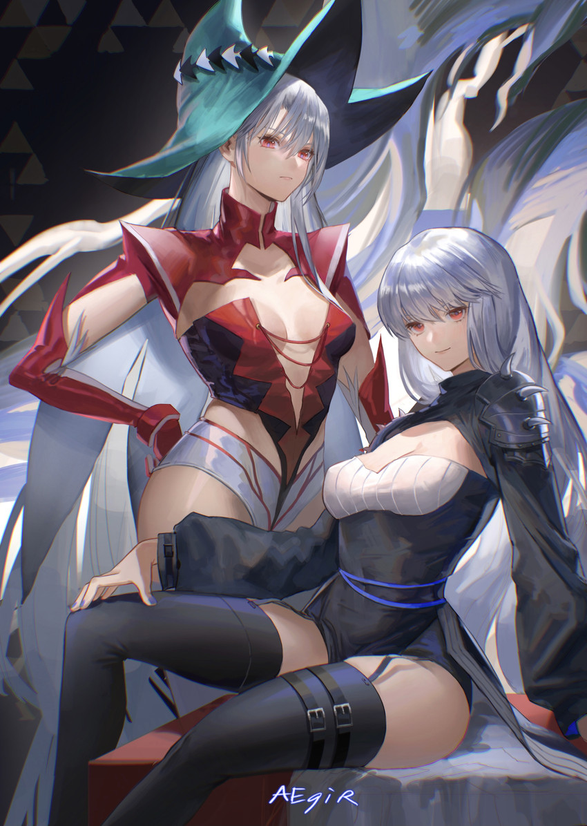 skadi, specter, and skadi the corrupting heart (arknights) drawn by sodiumcc