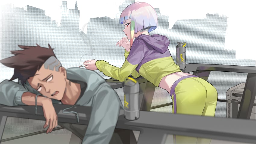lucy and david martinez (cyberpunk and 1 more) drawn by bigroll