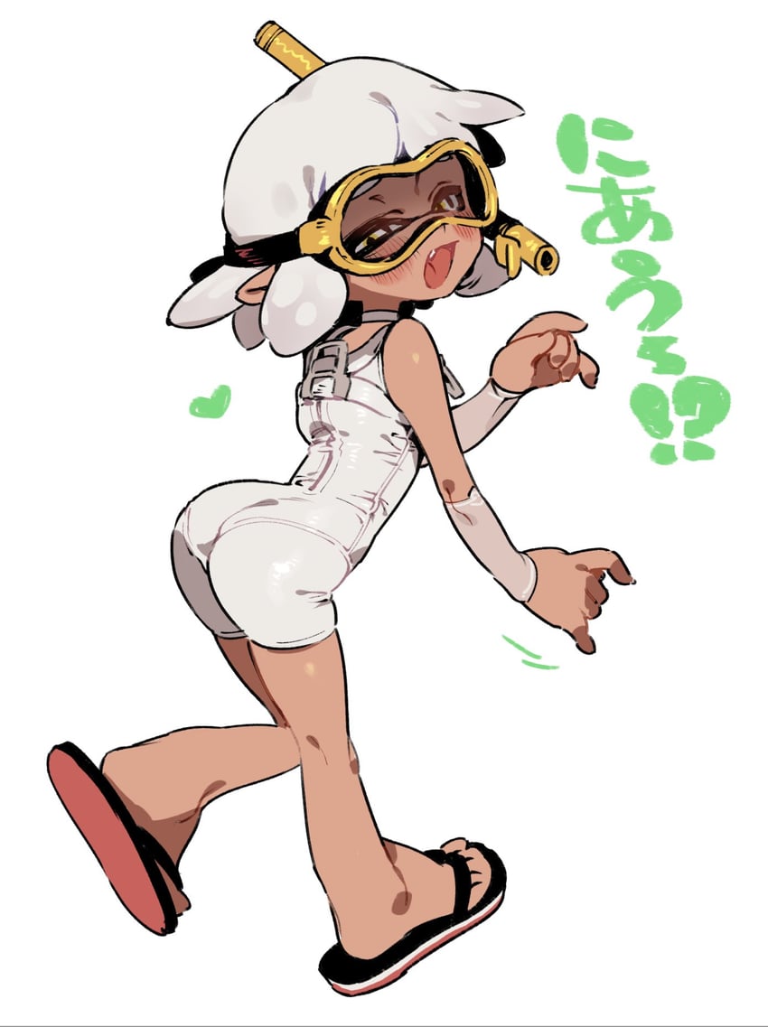 inkling player character and inkling girl (splatoon) drawn by chomoran