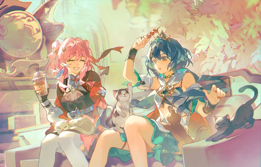 march 7th and yunli (honkai and 1 more) drawn by hayashikana