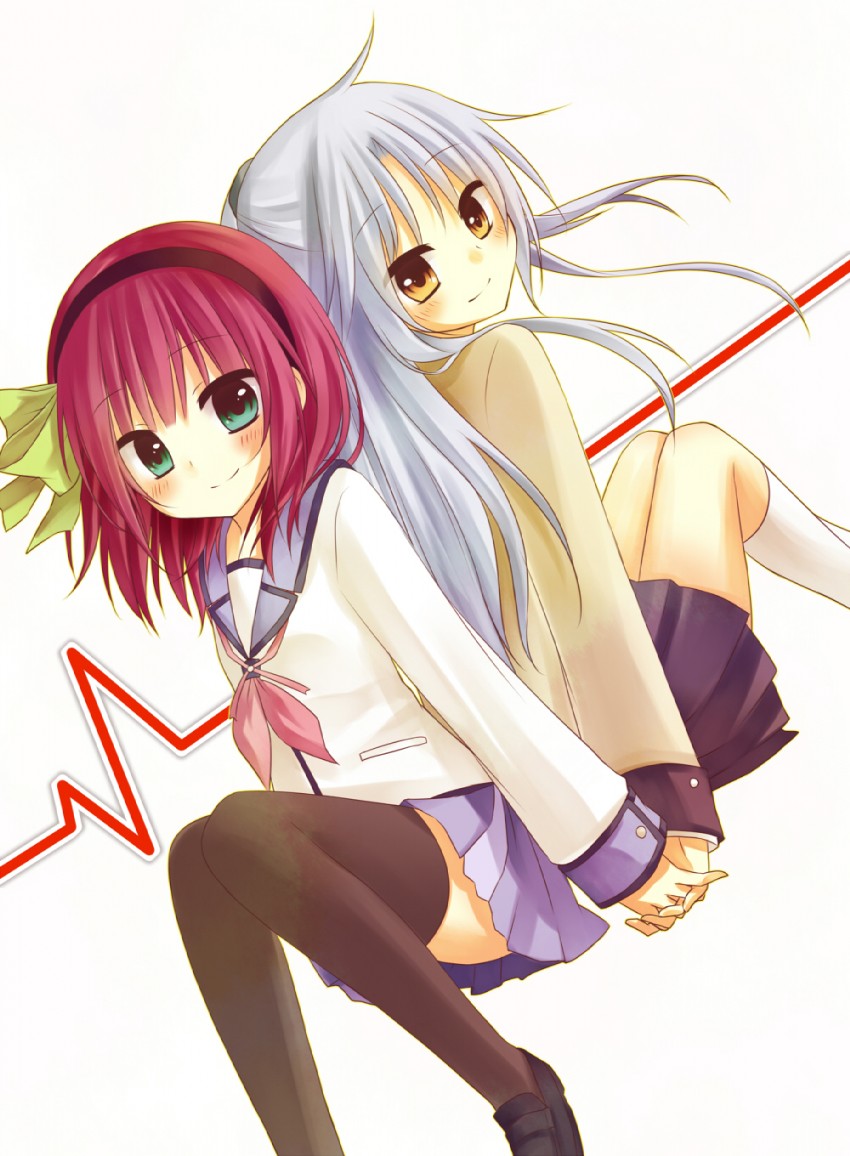 tachibana kanade and nakamura yuri (angel beats!) drawn by amane_kurumi