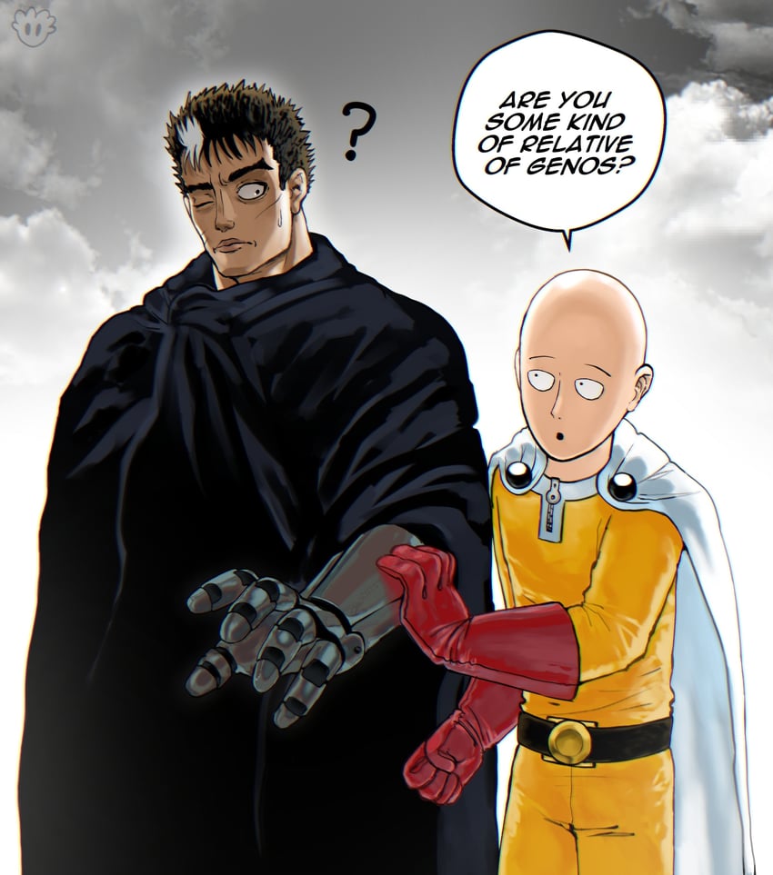 saitama and guts (one-punch man and 1 more) drawn by devovas