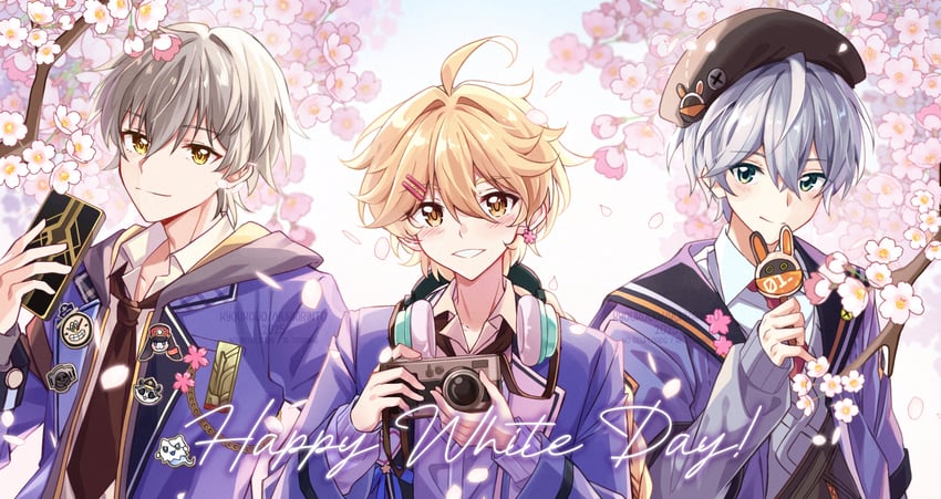 trailblazer, aether, caelus, and wise (genshin impact and 4 more) drawn by kyoukouo