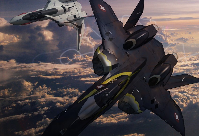 yf-19 and yf-21 (macross and 1 more) drawn by yellow_man