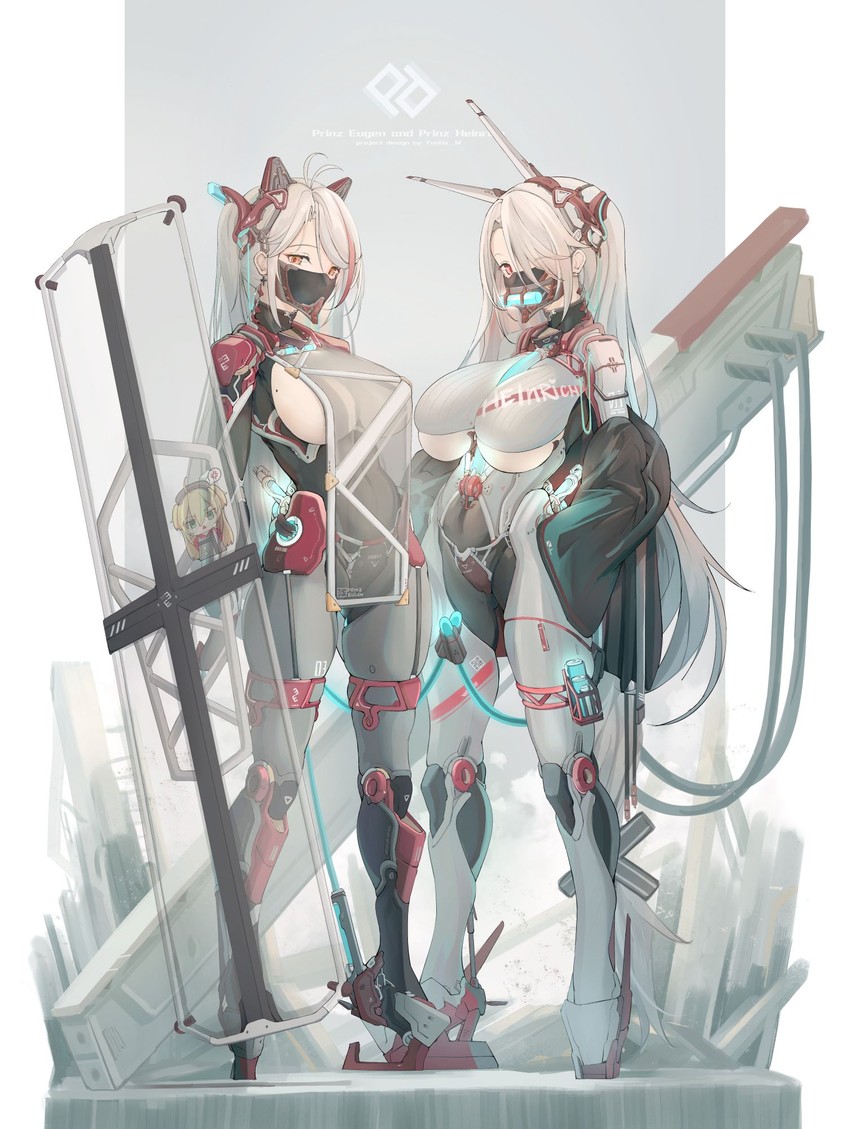 prinz eugen, admiral hipper, and prinz heinrich (azur lane) drawn by yusha_m