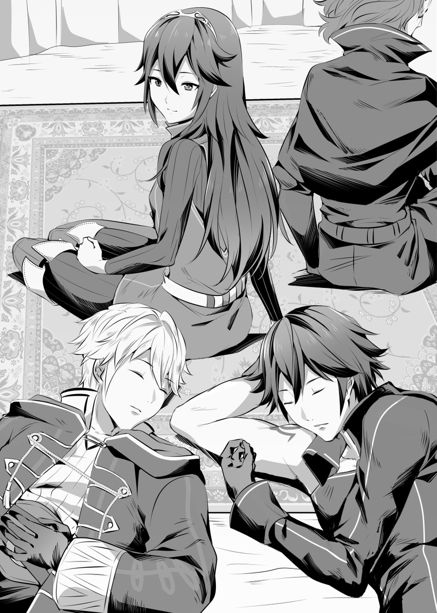 lucina, male robin, chrom, and gerome (fire emblem and 1 more) drawn by ameno_(a_meno0)