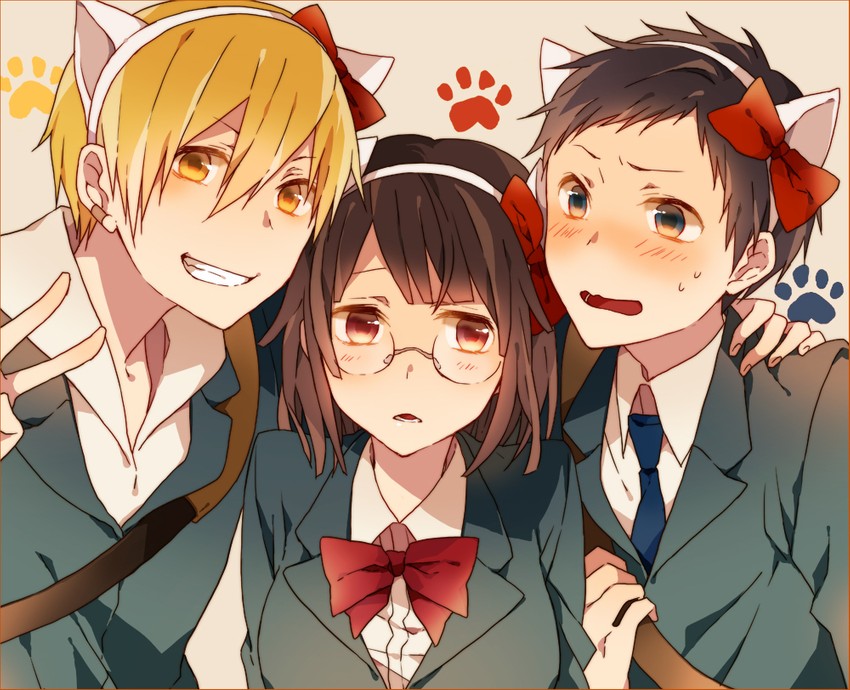 sonohara anri, ryuugamine mikado, and kida masaomi (durarara!!) drawn by kiri_(lwp01_lav)