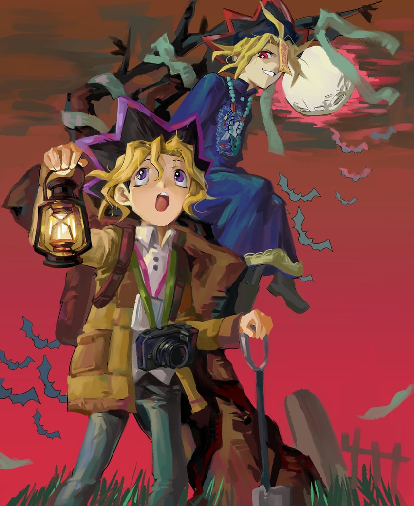 muto yugi and yami yugi (yu-gi-oh! and 1 more) drawn by rime15835042