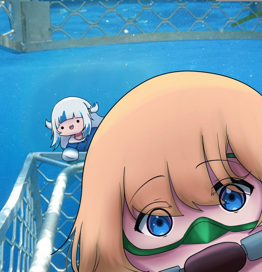 gawr gura, watson amelia, and smol gura (hololive and 2 more) drawn by torororose