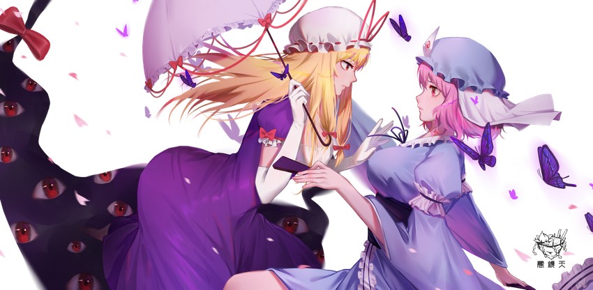yakumo yukari and saigyouji yuyuko (touhou) drawn by xtears_kitsune