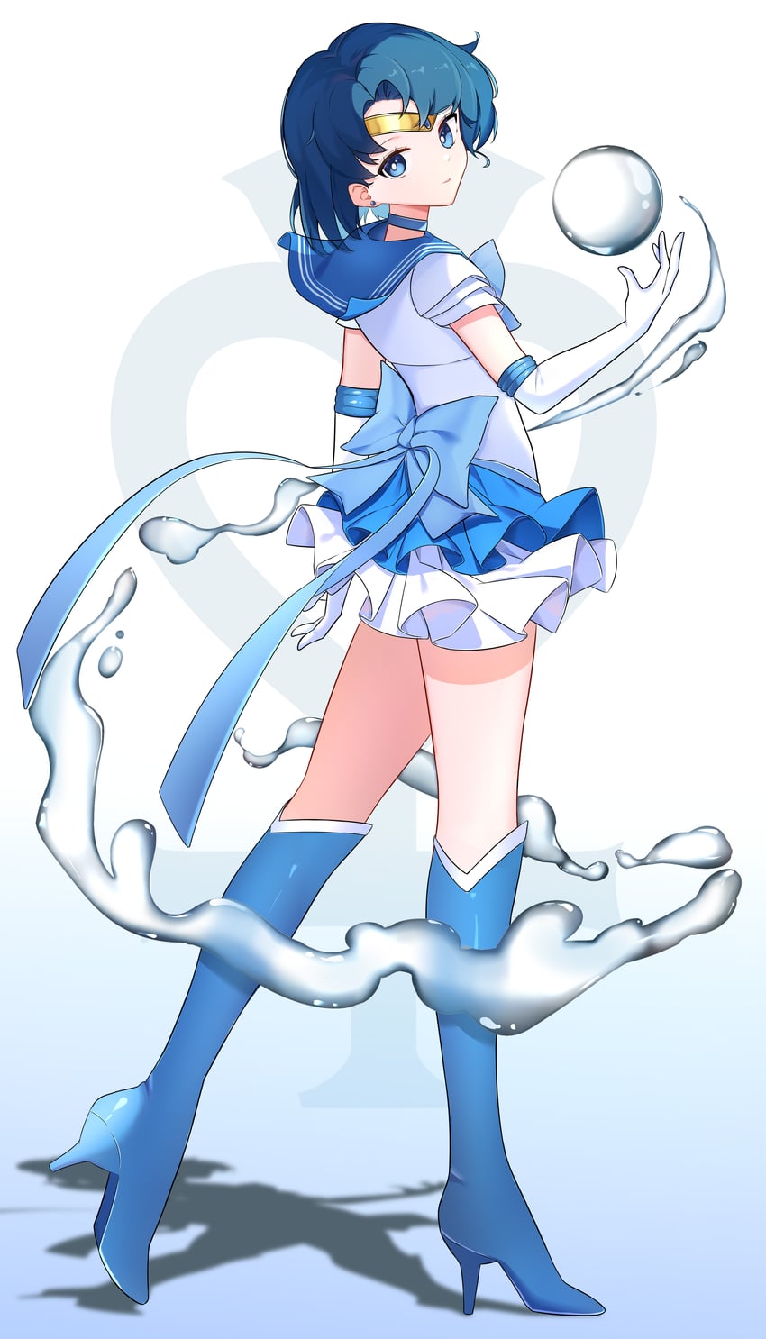 mizuno ami and sailor mercury (bishoujo senshi sailor moon) drawn by rogomarebuteki