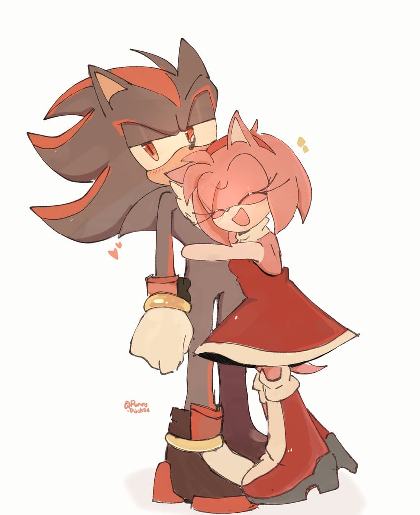 shadow the hedgehog and amy rose (sonic) drawn by runny_pinki06