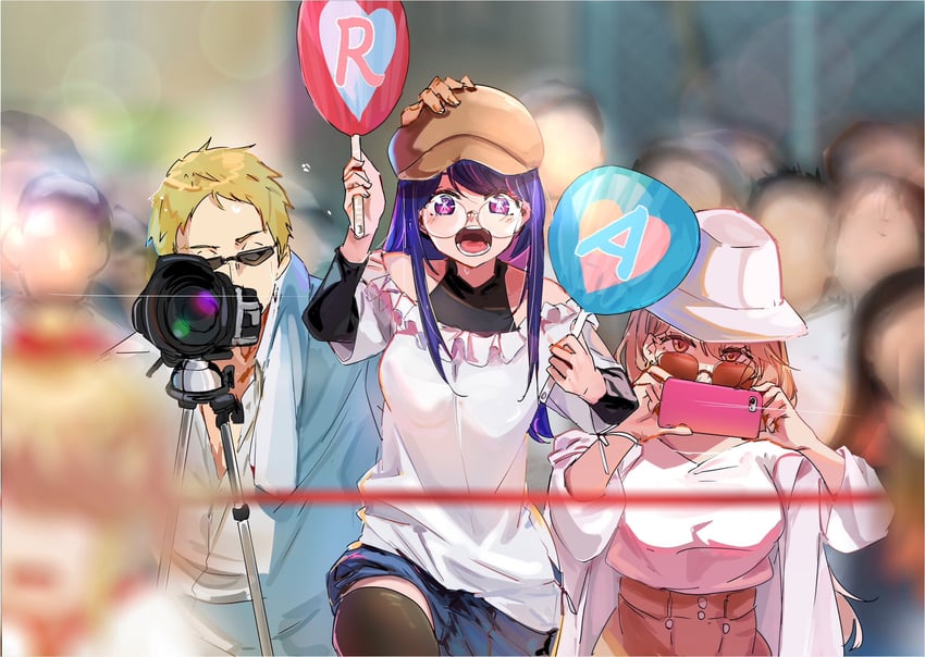 hoshino ai, saitou miyako, and saitou ichigo (oshi no ko) drawn by funi_mu9