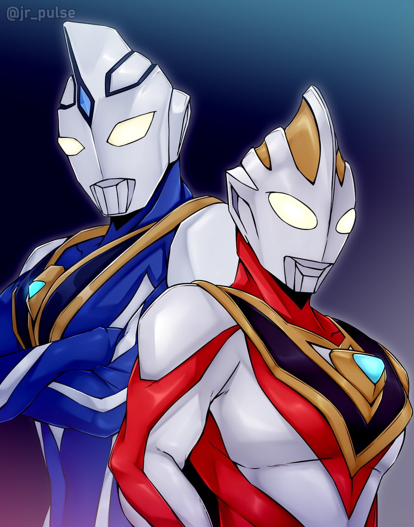 ultraman gaia and ultraman agul (ultra series and 1 more) drawn by jrpulse