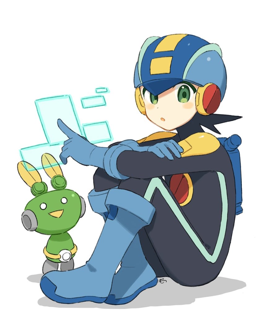 megaman.exe and mr. prog (mega man and 1 more) drawn by motu_ohasyagi