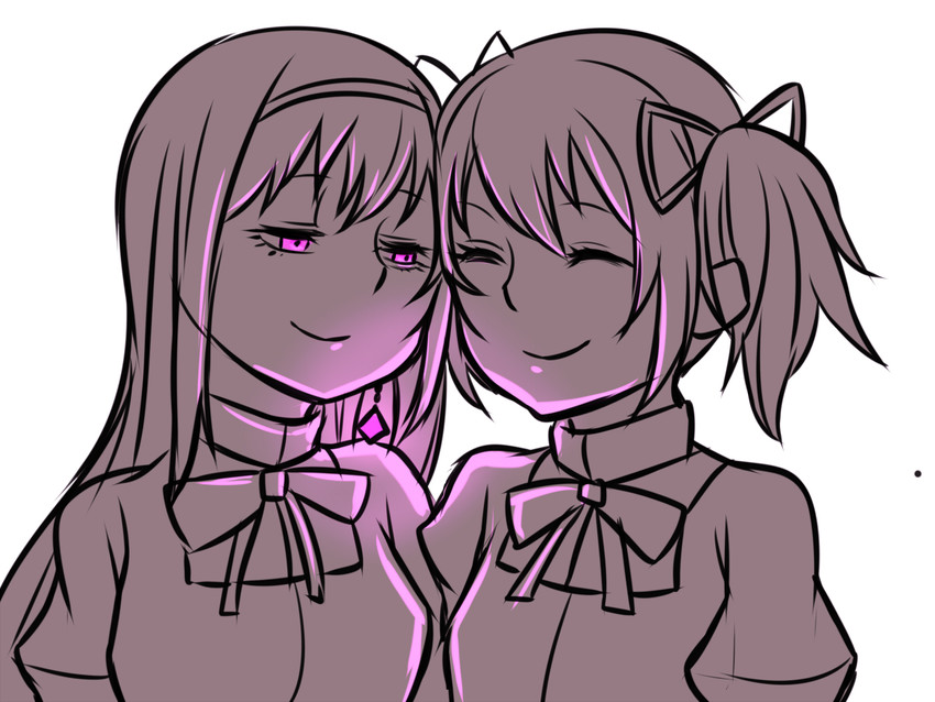 akemi homura and kaname madoka (mahou shoujo madoka magica and 1 more) drawn by kiiro_(cocoa080)
