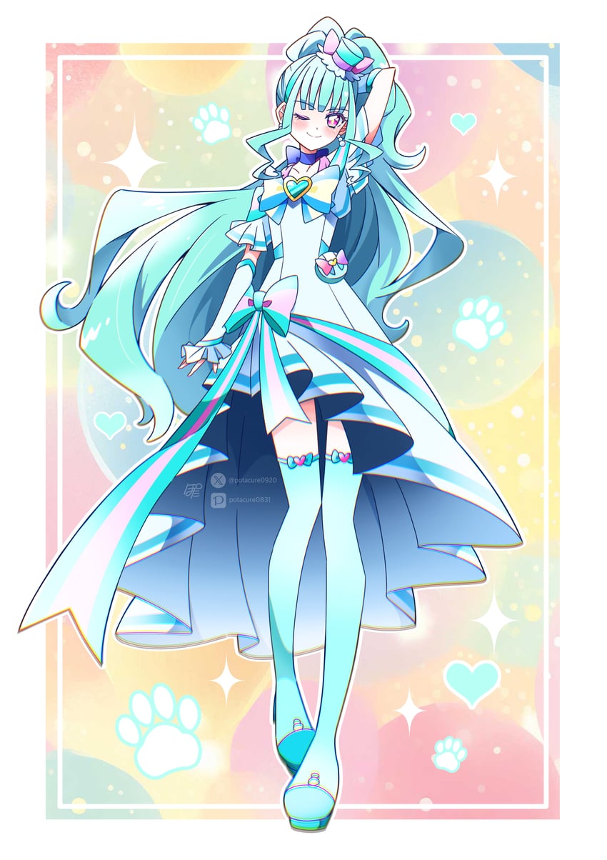 nekoyashiki mayu and cure lillian (precure and 1 more) drawn by potacure