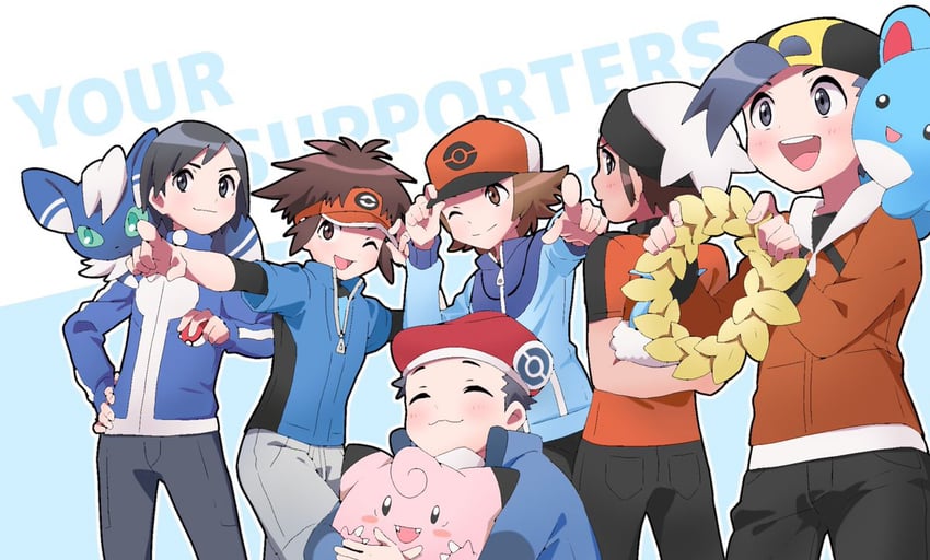 ethan, hilbert, brendan, calem, lucas, and 4 more (pokemon and 7 more) drawn by pumpkinpan