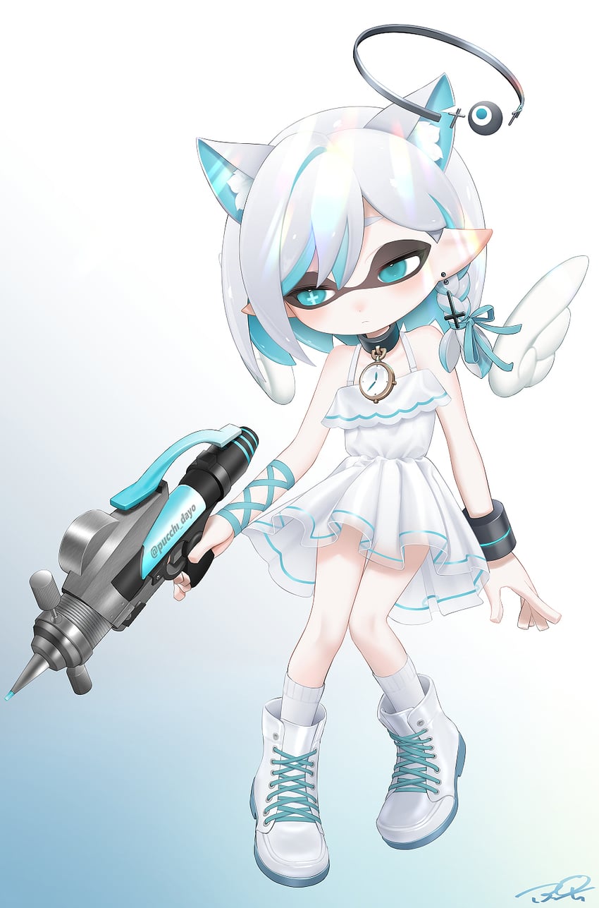 inkling player character and inkling girl (splatoon) drawn by puchiman