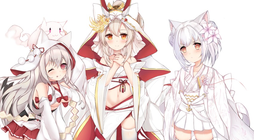 ayanami, yuudachi, and yukikaze (azur lane) drawn by kana_(kuaua)