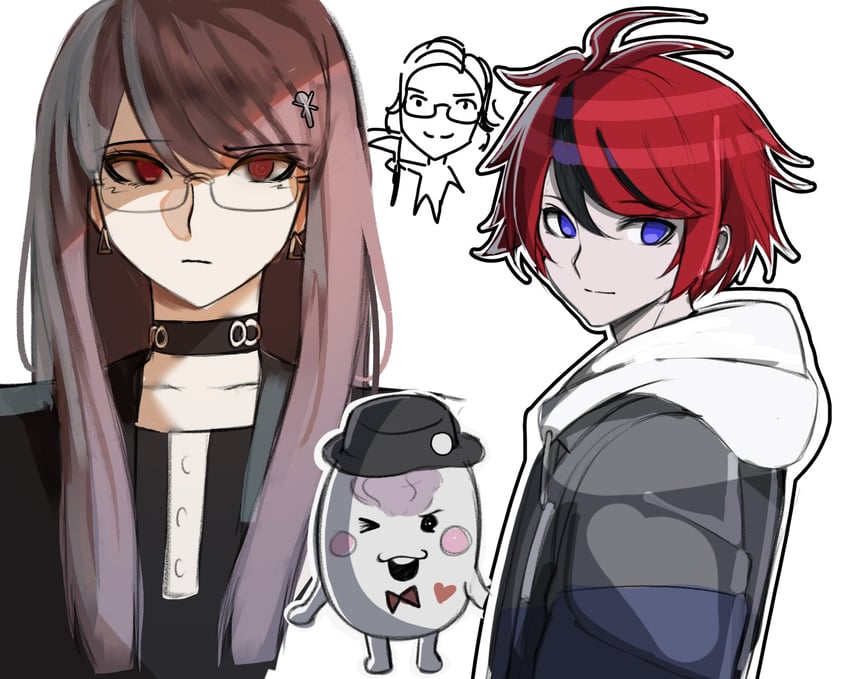 aotsuki eito, sumino takumi, shizuhara hiruko, and sirei (the hundred line -last defense academy-) drawn by code_nt