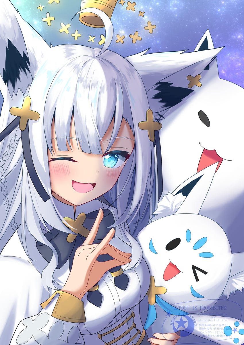 shirakami fubuki, sukonbu, and fubuzilla (hololive) drawn by hosituki_wataru