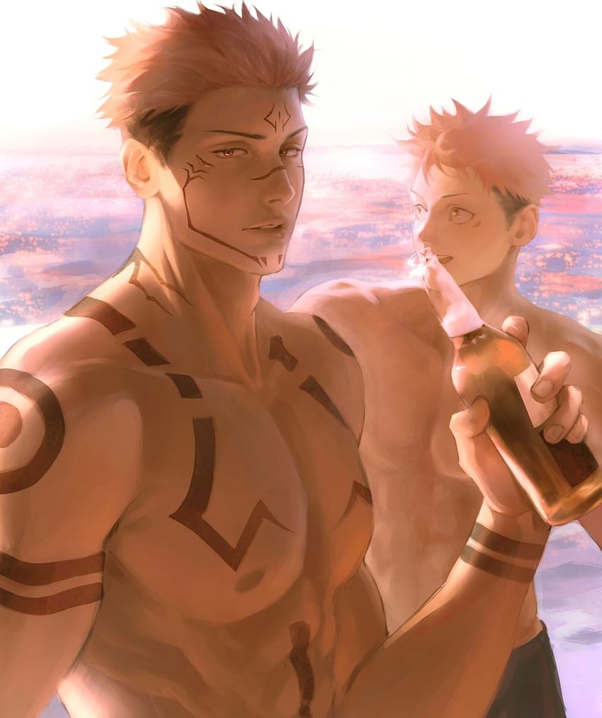 itadori yuuji and ryoumen sukuna (jujutsu kaisen) drawn by eulbhitomi