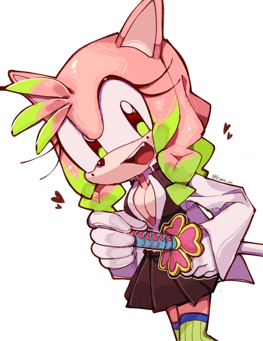 amy rose and kanroji mitsuri (sonic and 1 more) drawn by kumo_zd