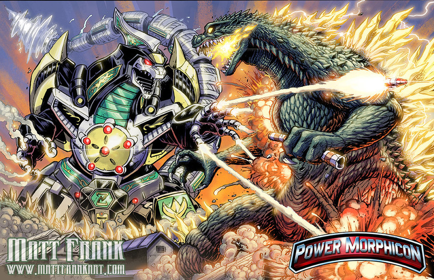 godzilla, dragon caesar, and dragonzord (godzilla and 4 more) drawn by matt_frank