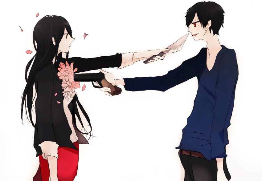 orihara izaya and yagiri namie (durarara!!) drawn by ek_ko