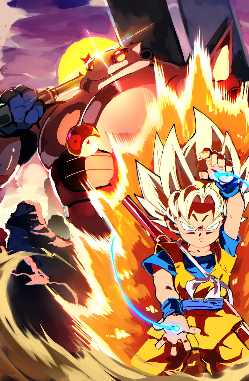son goku and tamagami number 3 (dragon ball and 1 more) drawn by funnismonkis