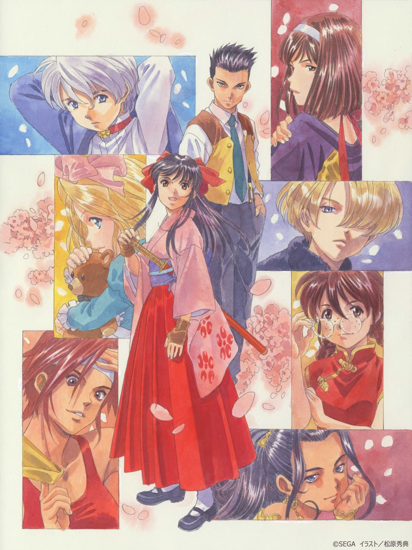 shinguuji sakura, kanzaki sumire, iris chateaubriand, ri kouran, maria tachibana, and 5 more (sakura taisen and 2 more) drawn by matsubara_hidenori
