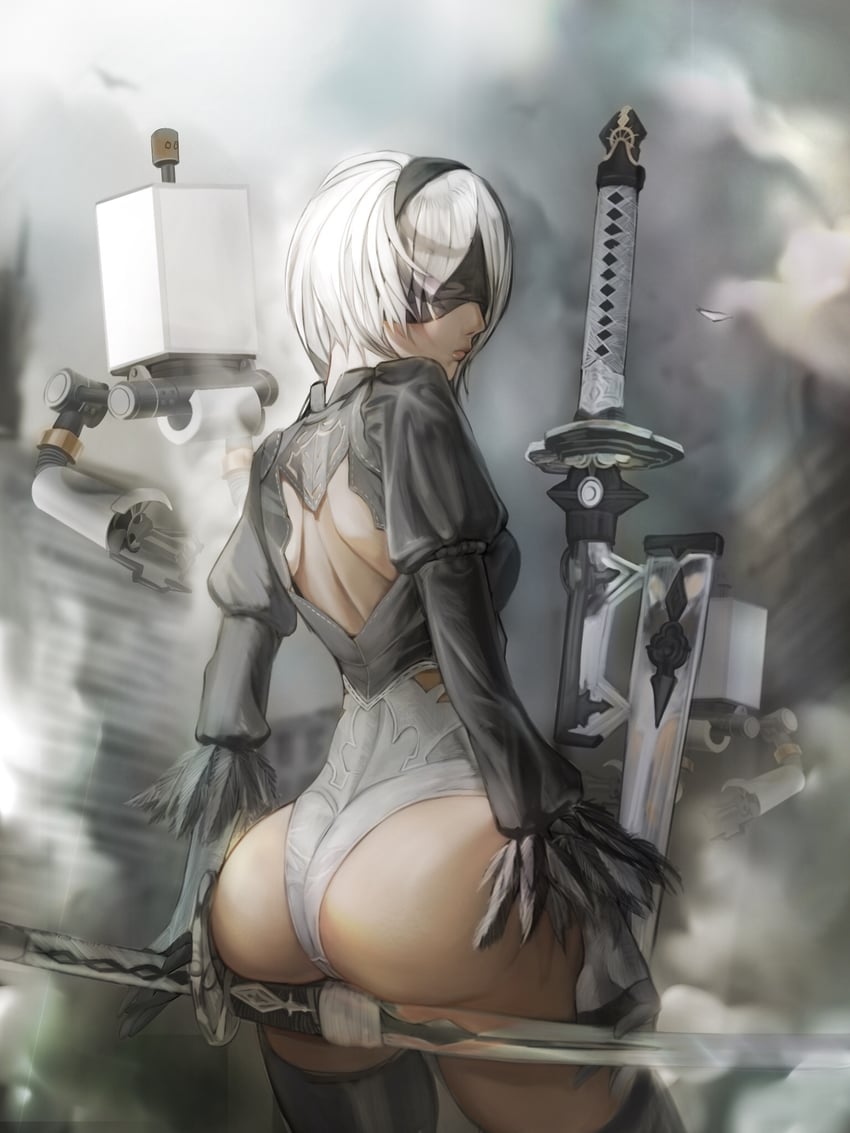 2b and pod (nier and 1 more) drawn by painless_(mutsu)