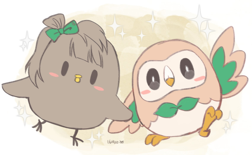 minami kotori and rowlet (pokemon and 2 more) drawn by yung_(k_ahyun)