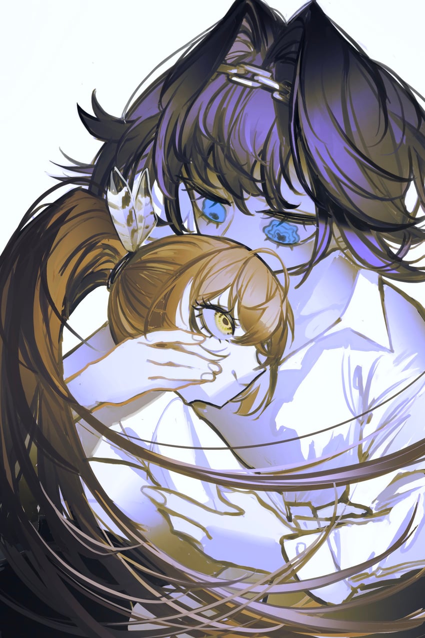ouro kronii and nanashi mumei (hololive and 1 more) drawn by pungson_mori