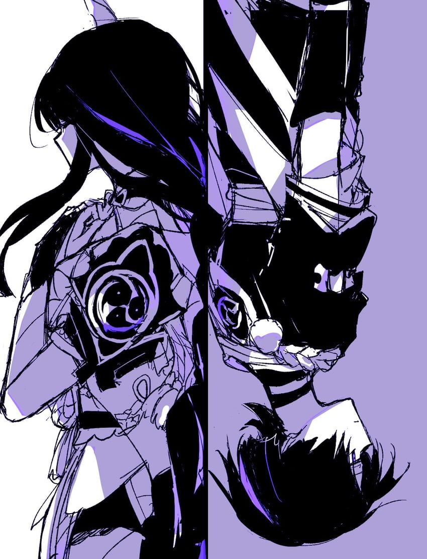 raiden shogun and scaramouche (genshin impact) drawn by ra_suya