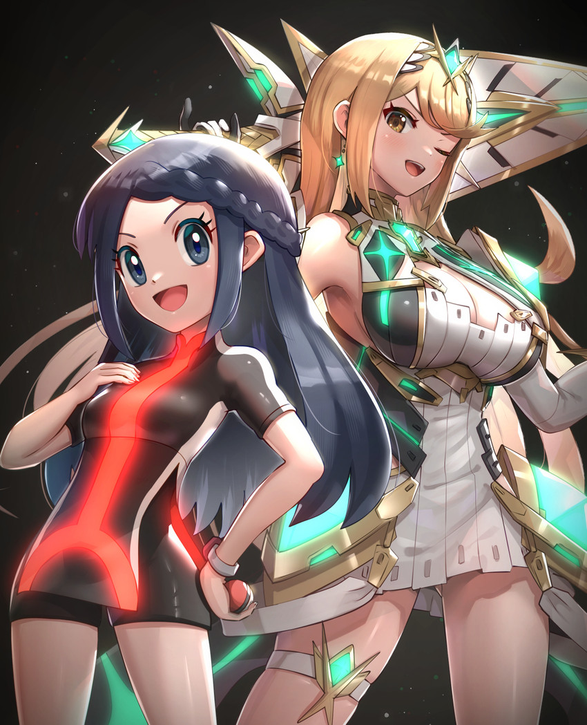 dawn and mythra (pokemon and 3 more) drawn by gonzarez