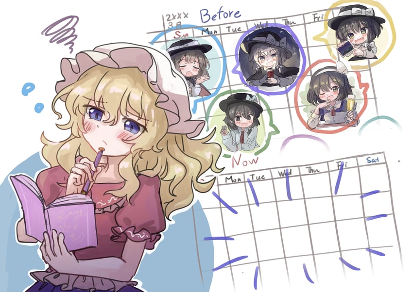 usami renko and maribel hearn (touhou and 5 more) drawn by minus_(sr_mineka)