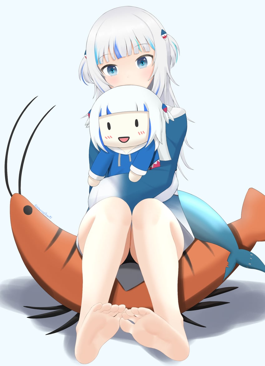 gawr gura, ebi-chan, and smol gura (hololive and 1 more) drawn by tamagotozi3420