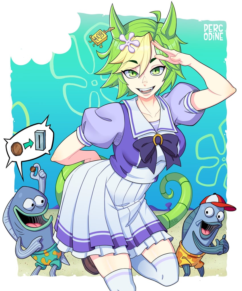 spongebob squarepants, mystery, incidental 37b, and incidental 38a (umamusume and 1 more) drawn by percodine