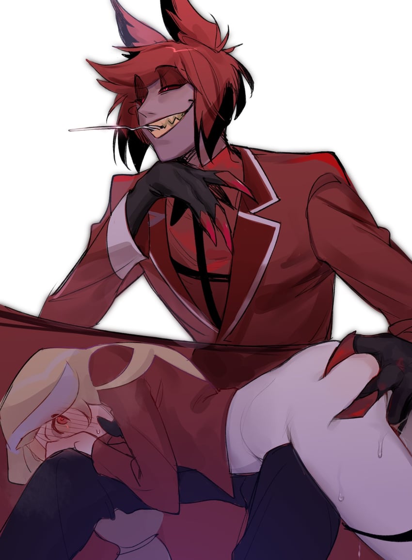charlie morningstar and alastor (hazbin hotel) drawn by mooumao