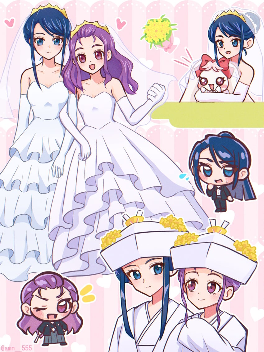minazuki karen, mimino kurumi, and milk (precure and 3 more) drawn by amagan_ruruboshi